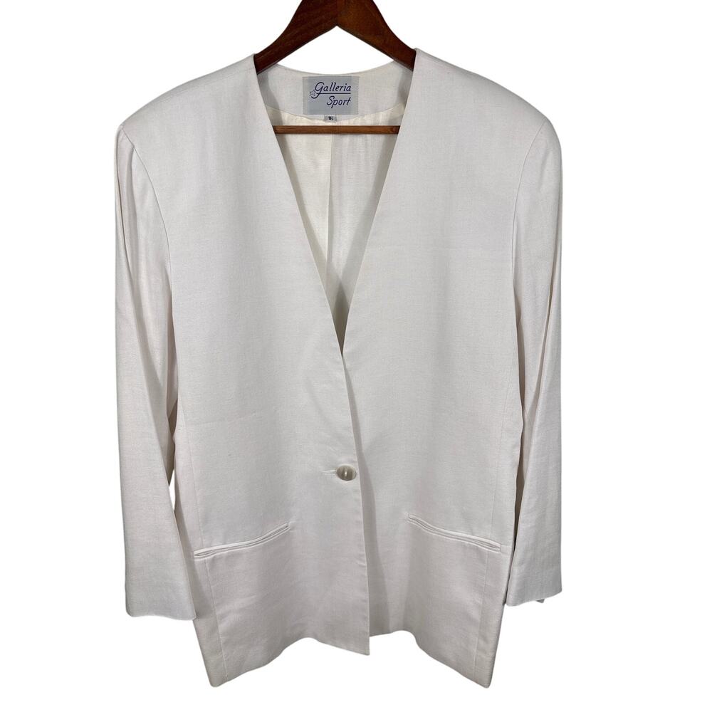 Galleria Sport Made in USA Women's Size‎ 16 White Lined Linen Blend Coat Jacket